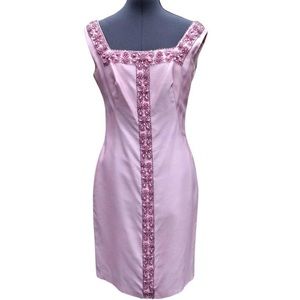 Vintage 60s Mod pink beaded silk cocktail dress